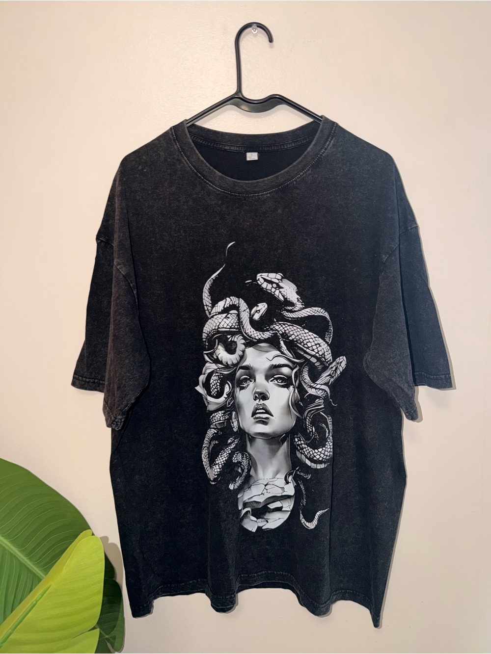 Medusa Graphic Acid Wash Tee | Black Vintage Streetwear T-Shirt - Picture 6 of 7